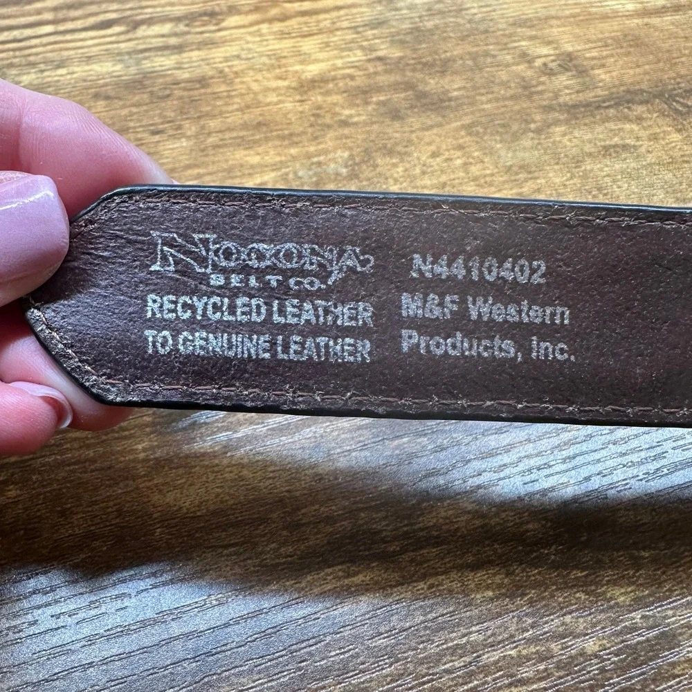 Nocona Kids Brown Leather Western Belt Bull Rider Trophy Buckle Tooled Size 18